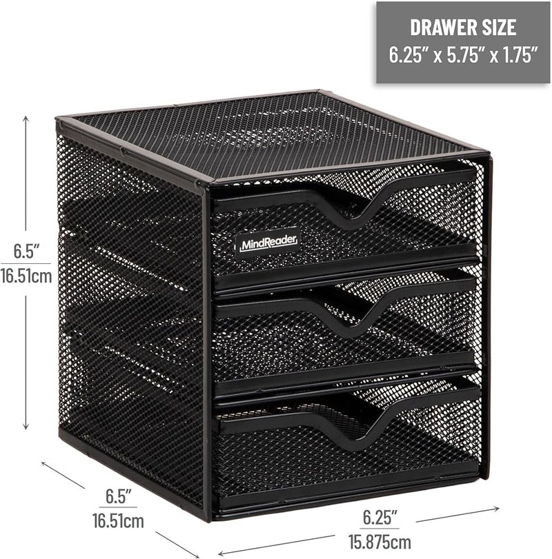 Mind Reader Desktop Accessory Storage, Desk Supplies, Organizer Office, Metal Mesh, 6.25" L W x 6.5" H, Black - Image 3