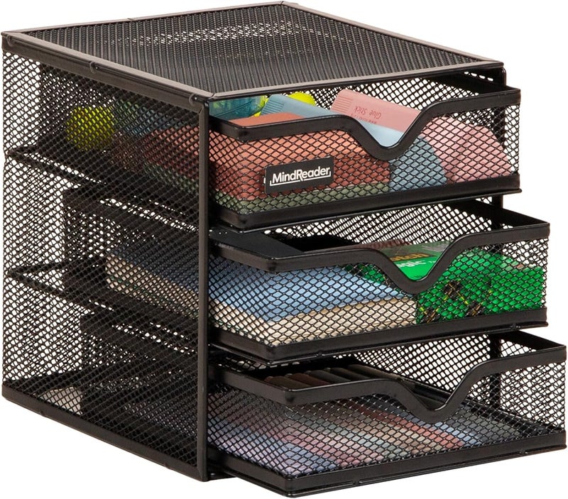 Mind Reader Desktop Accessory Storage, Desk Supplies, Organizer Office, Metal Mesh, 6.25" L W x 6.5" H, Black - Image 1