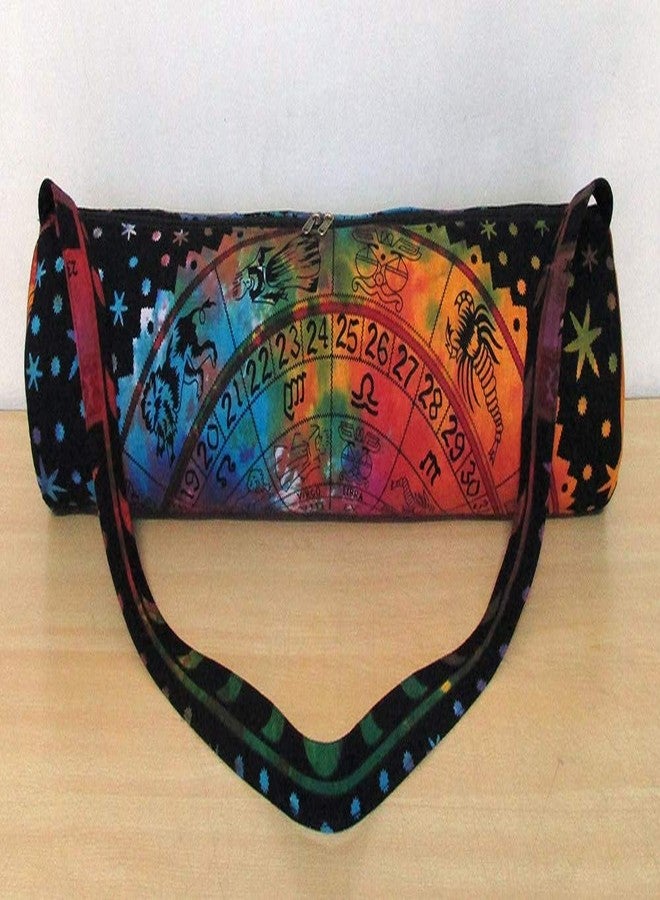 CRAFT KALA Indian Mandala Handmade Cotton Hand Full-Zip Exercise Yoga Mat Carry Bag Gym Beach Pilates Carrier Bags Hippie Mandala Indian Cotton Bag (Multi Zodiac) - Image 4