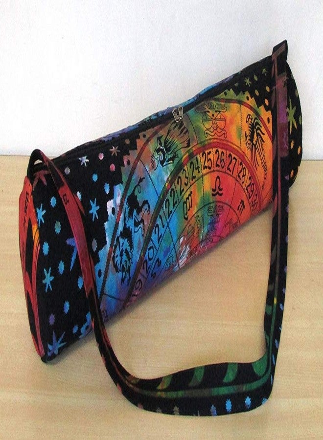 CRAFT KALA Indian Mandala Handmade Cotton Hand Full-Zip Exercise Yoga Mat Carry Bag Gym Beach Pilates Carrier Bags Hippie Mandala Indian Cotton Bag (Multi Zodiac) - Image 5