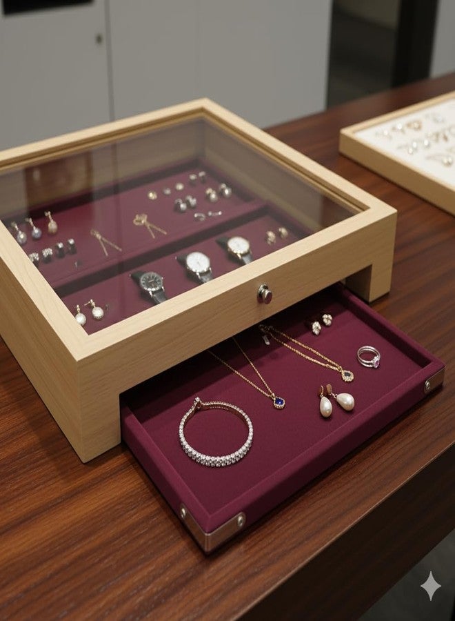 SENTONI Maroon Velvet Jewellery Finding Beading Tray Finding Display Organiser Perfect for Earrings Necklaces and Bracelets Jewellery Cosmetic Organizer Tray Pack of 1 (15x12 Inch)(Maroon) - Image 3