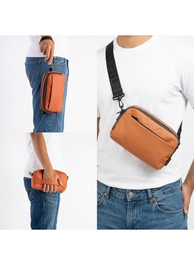 HIGH LINE STORE Flex Carry Handheld Organizer Bag – Lightweight Waterproof Fabric With Zipper Pockets For Phone, Wallet & Essentials – Unisex – Orange - Image 1