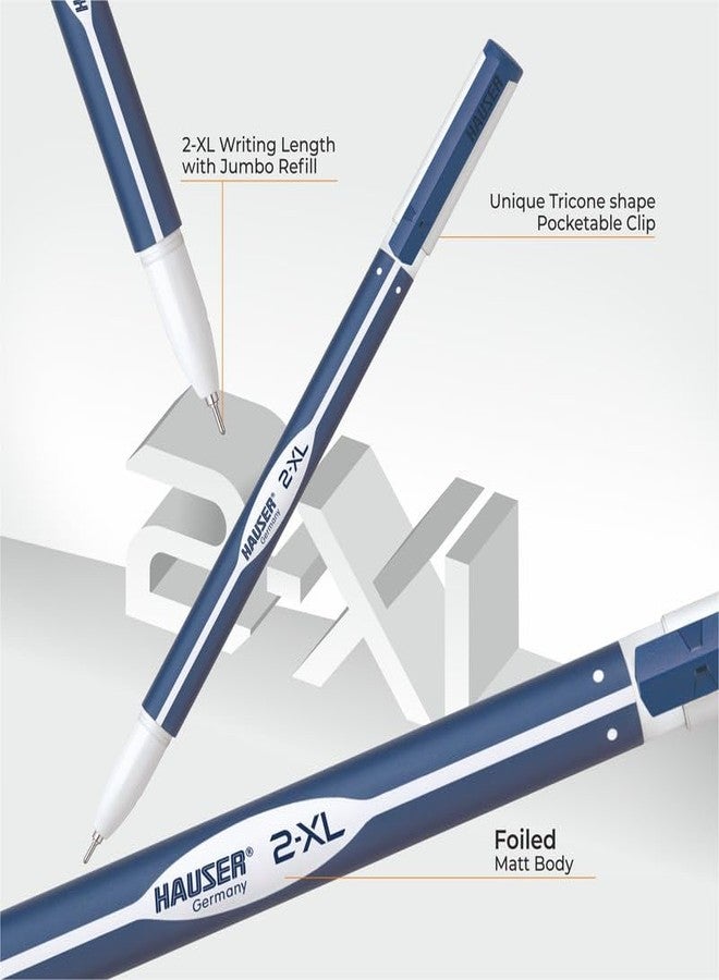 هاوزر قلم حبر جاف هاوزر 2 XL ذو رأس رفيع | طول كتابة 2-XL مع عبوة حبر جامبو | تصميم أنيق وبسيط | حبر أزرق، عبوة من 10 أقلام - Image 3