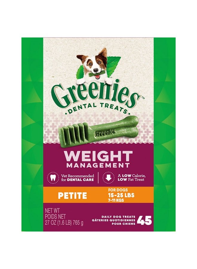 Greenies Greenies Weight Management Petite Natural Dog Dental Care Chews Weight Control Dog Treats, 27 oz. Pack (45 Treats)  - Image 1