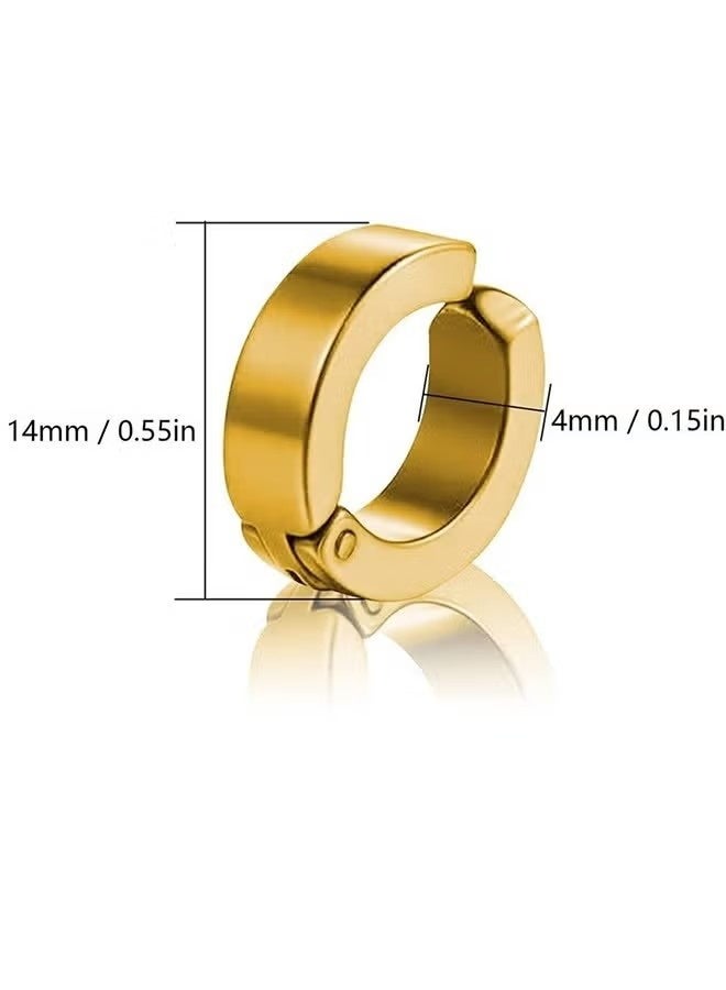 8 Pcs Non-Piercing Earrings Ear Clip Fake Ear Hoops for Men and Women Stainless Steel 4 Colors Men Magnet Ear Stud Non Piercing Clip Ms Earrings Ear studs simple false earrings ear clips - Image 2