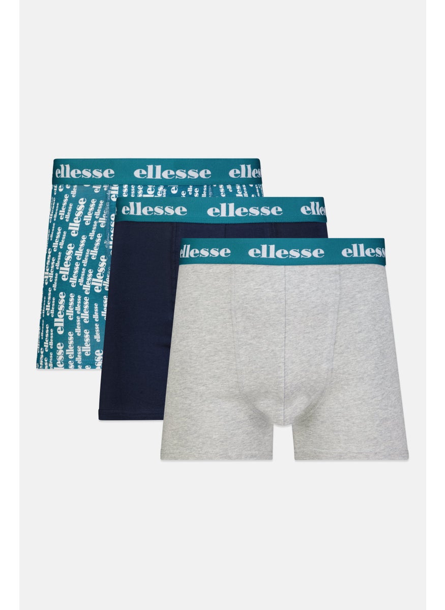 Ellesse Men 3 Piece Brand Logo Trunks, Multicolor  - Image 1