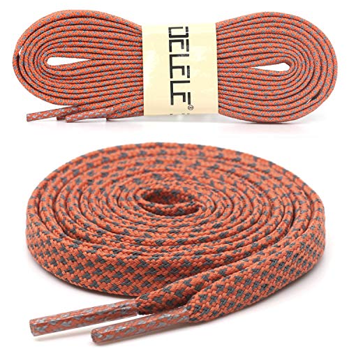DELELE 2 Pairs Reflective Shoelace Flat Orange Safety Laces for Shoes Sneakers Boots 55 inch - Image 2