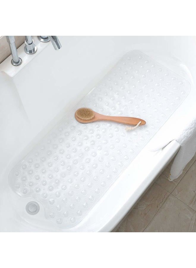 TreeBud Tree Bud Bathtub Mats for Shower Tub Non-Slip Bath Mat 39 x 16 Inch Extra Long Shower Mat Kids Bath Tub Mat for Bathroom with Machine Washable (Clear) - Image 1