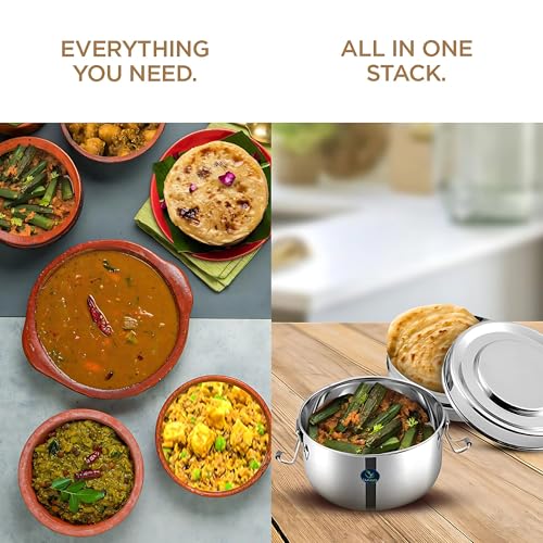 WIAA Stainless Steel Lunch Box 650ml Set of 2 | Airtight Leak Proof Food Containers with Locking Clip | Strong Reusable Steel Tiffin for Office Lunch, School Kids, Travel Snacks - Image 5