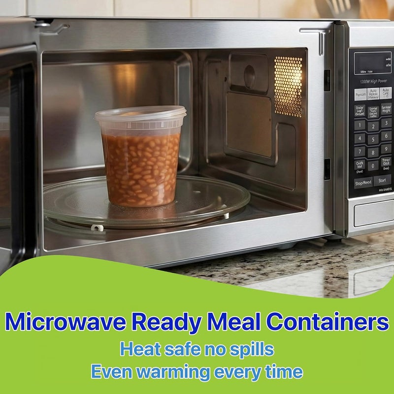 Pokanic Food Storage Containers [10 Set] 24 oz Plastic Deli Containers with Lids Slime Soup Meal Prep Containers | BPA Free | Stackable | Leakproof | Microwave/Dishwasher/Freezer Safe(10 Set, 24 oz) - Image 4