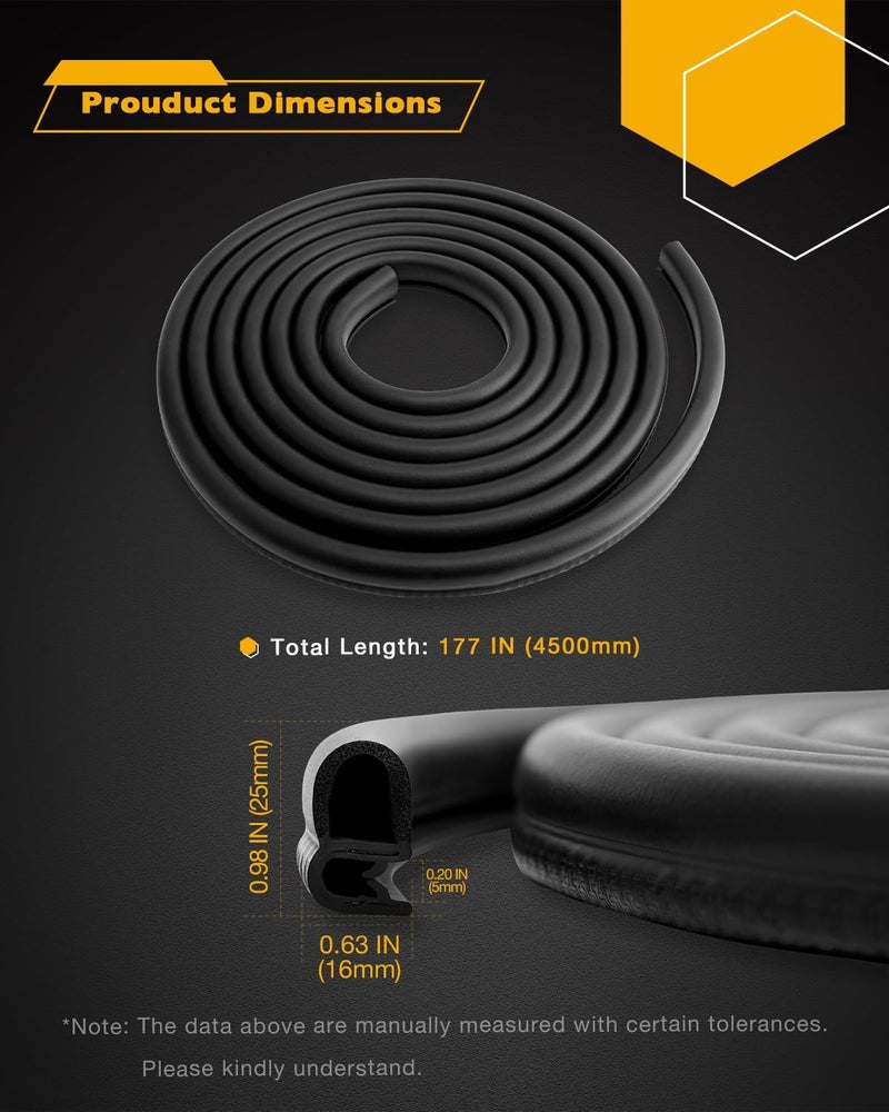 Gledewen Door Seal Weatherstrip, Compatible with 1988-2000 Chevy GMC C1500 C2500 C3500 K1500 K2500 K3500, Blazer Suburban Tahoe Yukon, Rubber Seal Trim Weather Stripping, Front Left & Right Side Weatherstrip - Image 4