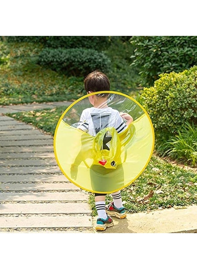 Foldable Cartoon Duck Children Raincoat UFO Shape Rain Hat Cape Umbrella (Yellow, S) - Image 4