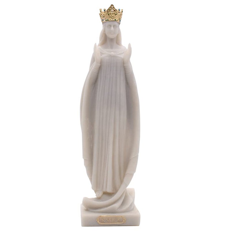 VILLAGE GIFT IMPORTERS Our Lady of Knock Statue  Cream Colored Statue with Ornate GoldTone Crown  Blessed Mother Home Dcor  Great Catholic Gift for First Holy Communion Confirmation and Weddings 