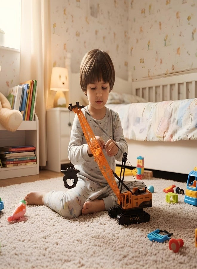 Crackles Push and Go Friction Crane Toys for Boys - 1:55 Model Construction Toy with Cable, 360 Degree Rotating Towing Crane Toy Vehicle for 3+ Years Old Kids Boys Girls,Multicolor - Image 3