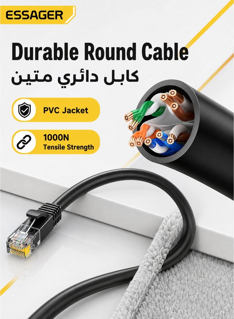 ESSAGER Cat6 Ethernet Cable 5m, 1000Mbps Gigabit LAN Network RJ45 Internet Cord, UTP Round Computer Cable for Router, PC, Switch, Smart TV, Gaming – Black - Image 5