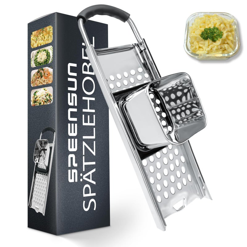 SPEENSUN Spaetzle Maker Premium Grade Stainless Steel Spaetzle Press Efficient Homemade Spaetzle and Knoepfle Dishwasher Safe Spaetzle Noodle Maker with Comfort Handle for Pots Up to 30 CM
