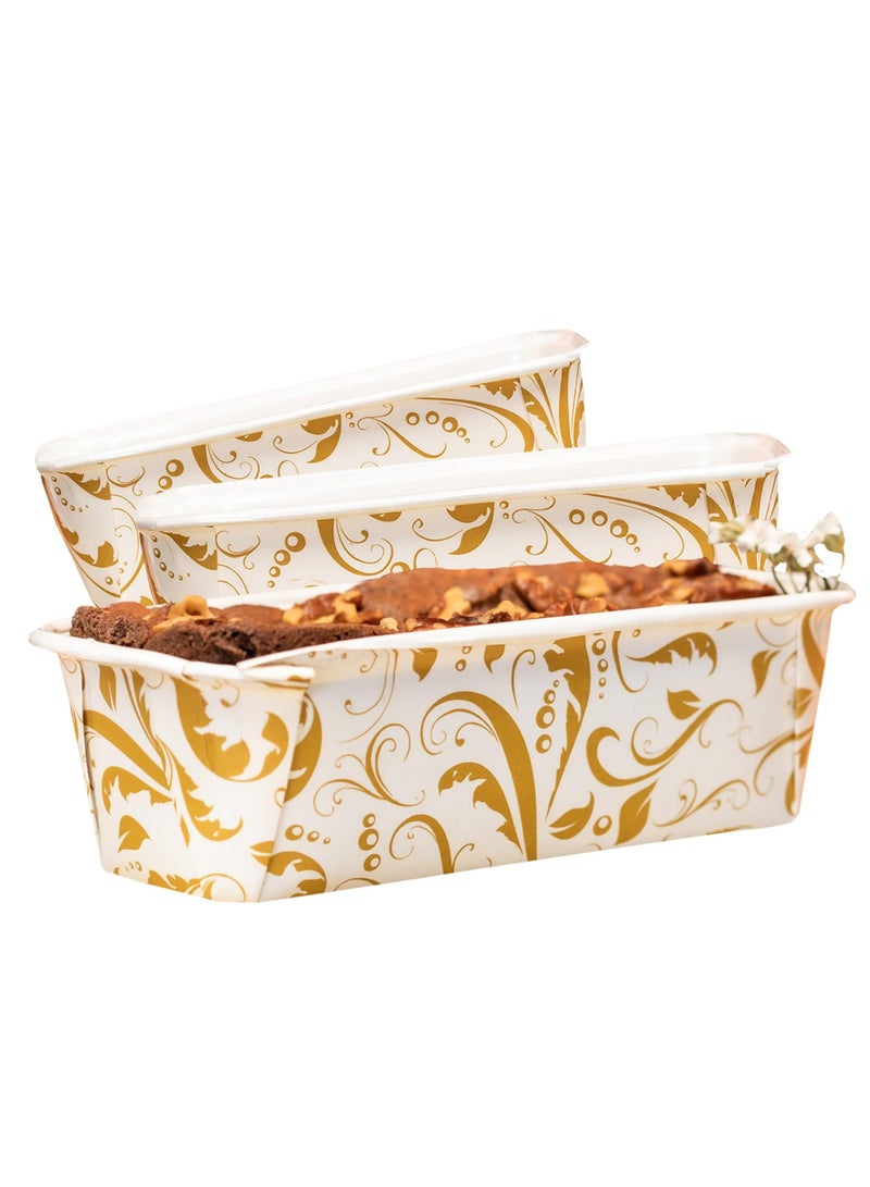 Paper Loaf Pan, 50 Pack Disposable Paper Baking Loft Mold 24ct, Elegant Pan Supplies for Baking Bread, Small Meatloaf, Bundt Cake Microwave Oven Freezer Safe, 6.4*2.2*2.4 In - Image 1