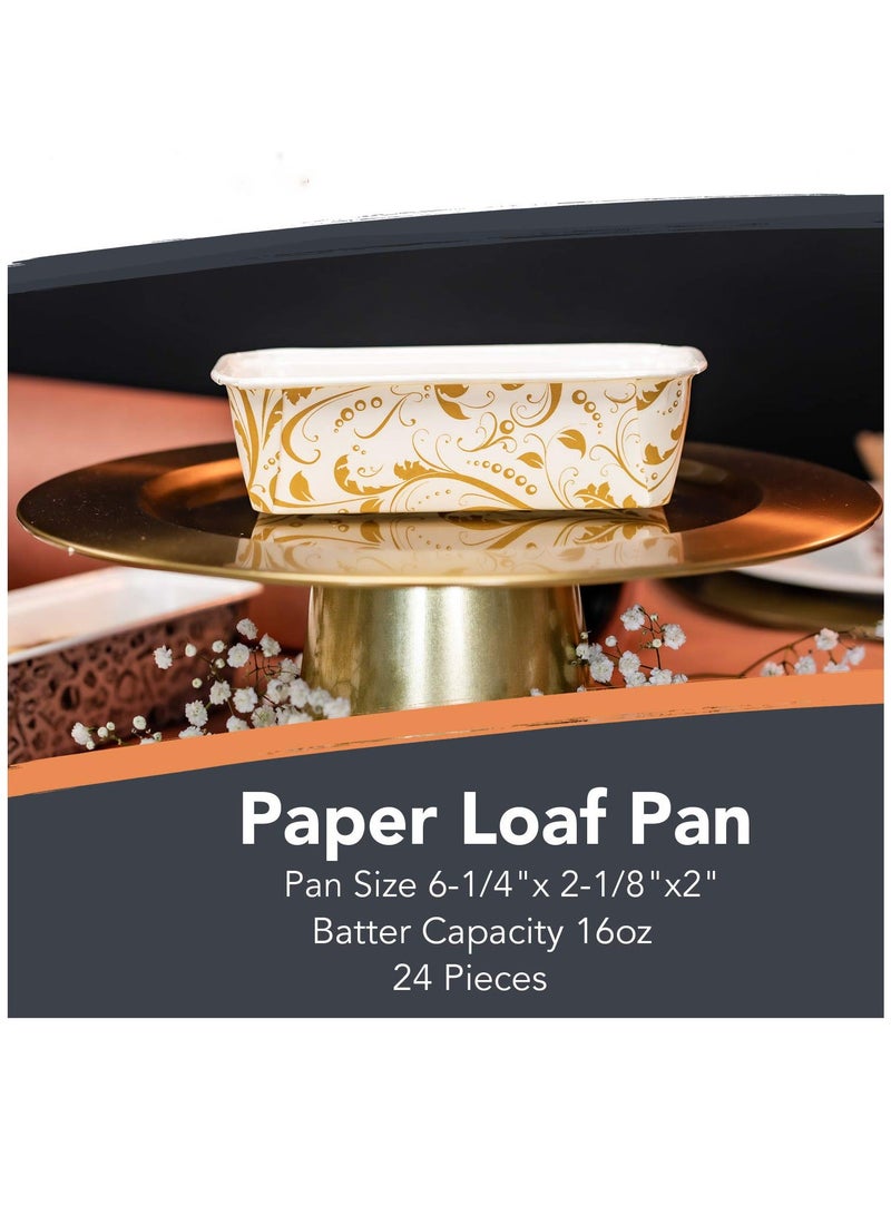 Paper Loaf Pan, 50 Pack Disposable Paper Baking Loft Mold 24ct, Elegant Pan Supplies for Baking Bread, Small Meatloaf, Bundt Cake Microwave Oven Freezer Safe, 6.4*2.2*2.4 In - Image 2