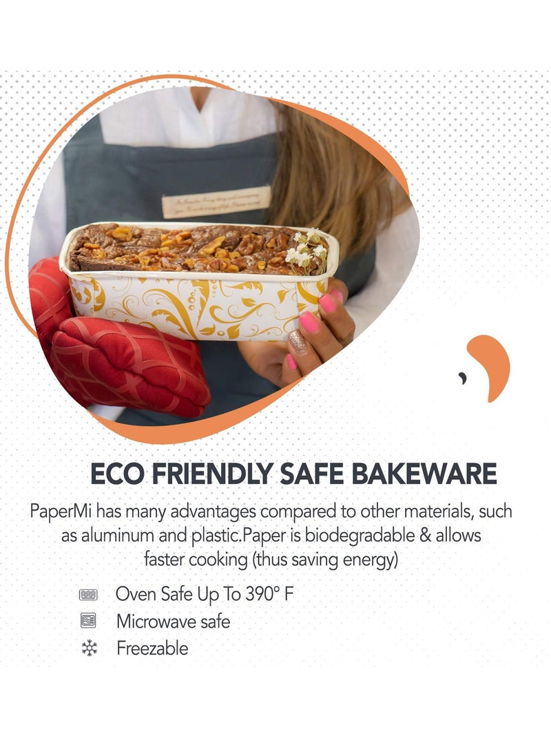 Paper Loaf Pan, 50 Pack Disposable Paper Baking Loft Mold 24ct, Elegant Pan Supplies for Baking Bread, Small Meatloaf, Bundt Cake Microwave Oven Freezer Safe, 6.4*2.2*2.4 In - Image 3