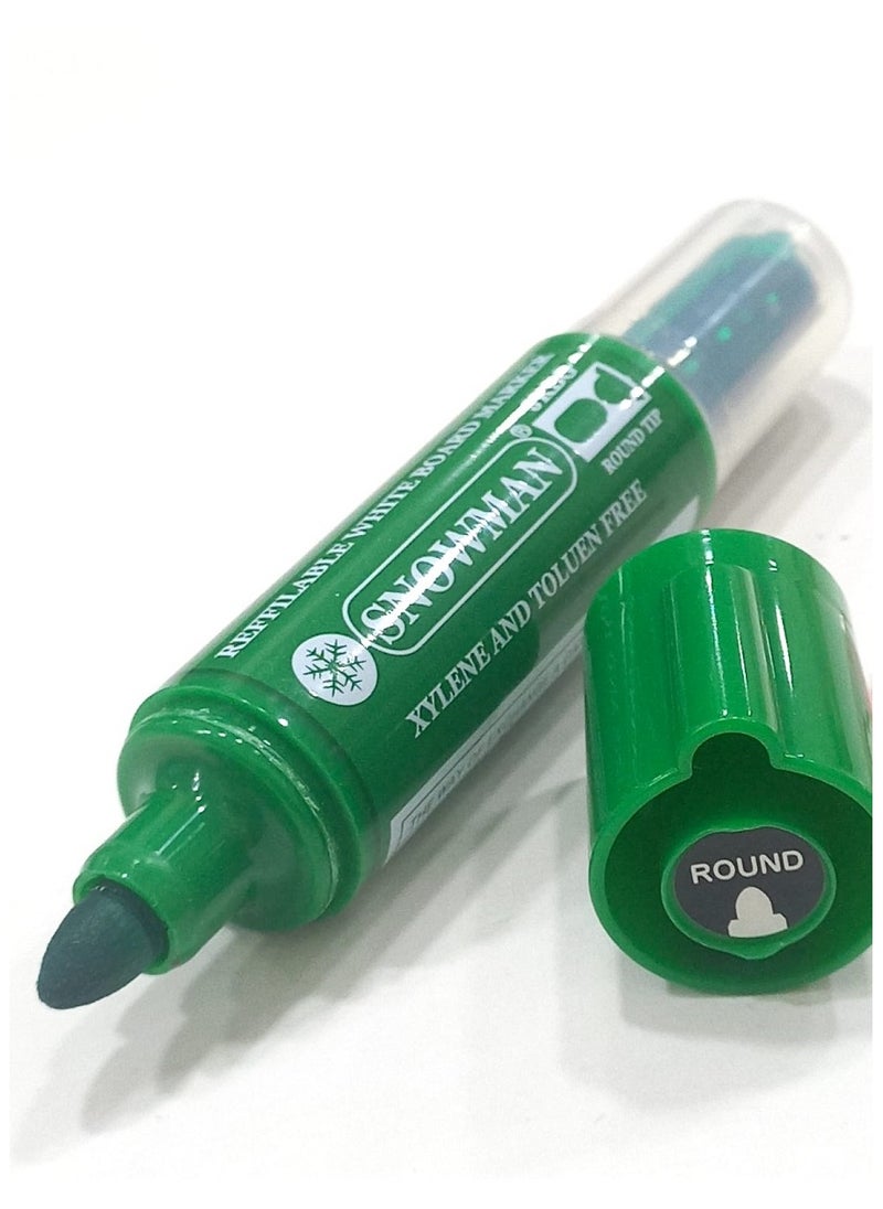 Snowman Green whiteboard pen with rounded tip + spare parts  - Image 1