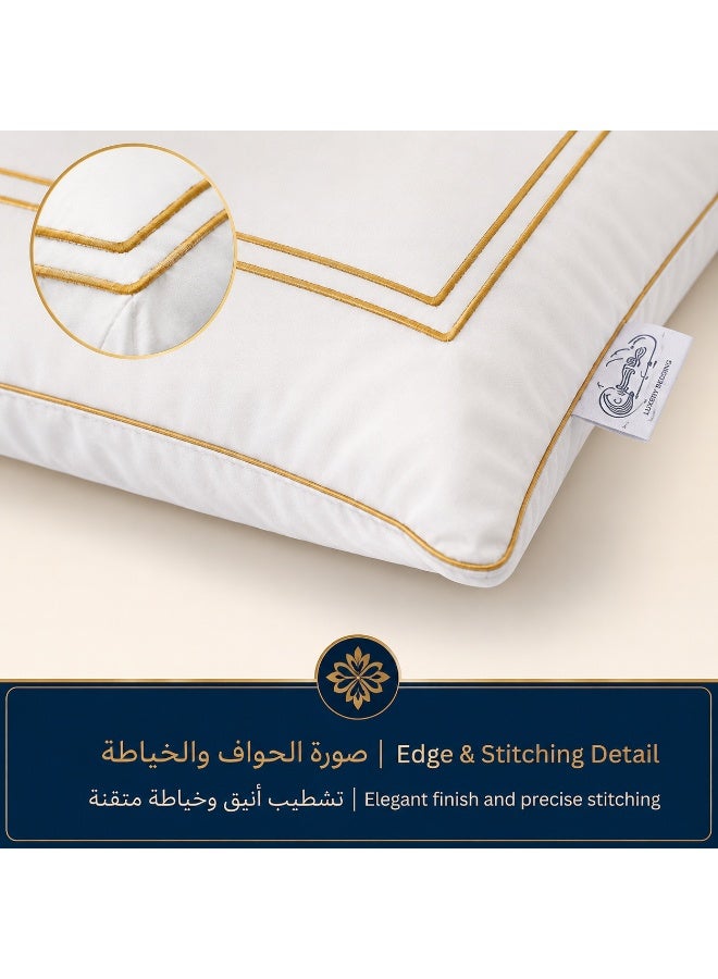 Luxury Microfiber Pillow 50×70 cm with Double Gold Border Design – Soft and Washable - Image 4