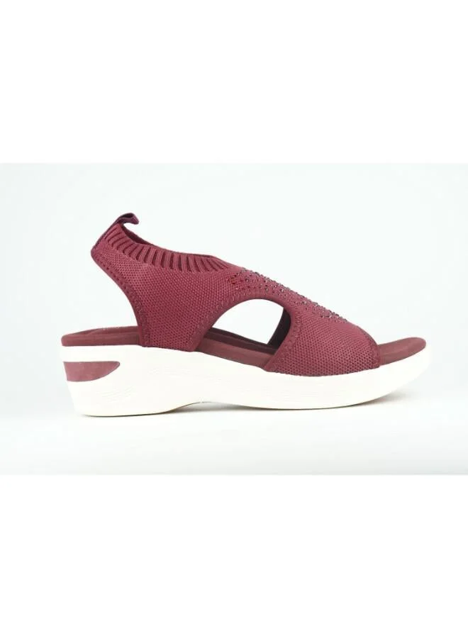 221-357 Zayna Women's Knit Slingback Wedge Sandals 24ABT547 Maroon