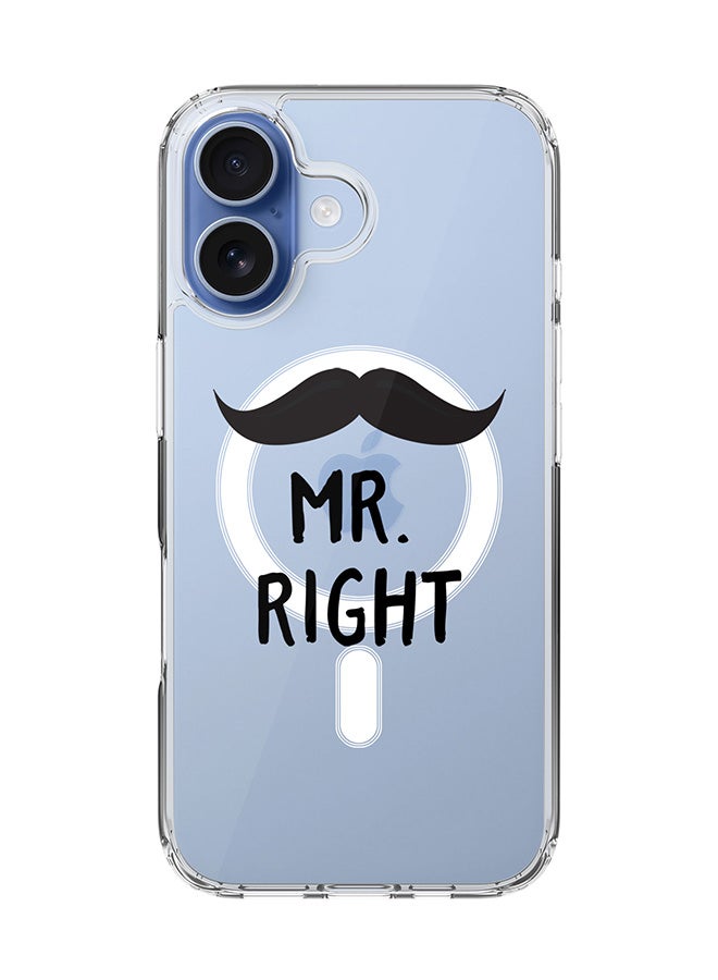 Stylizedd Classic Clear MagSafe Case for iPhone 17 , Hybrid Soft Case Flexible Edges Anti Drop TPU PC Gel Thin Transparent Cover [ Designed for iPhone 17 ] - Mr. Right