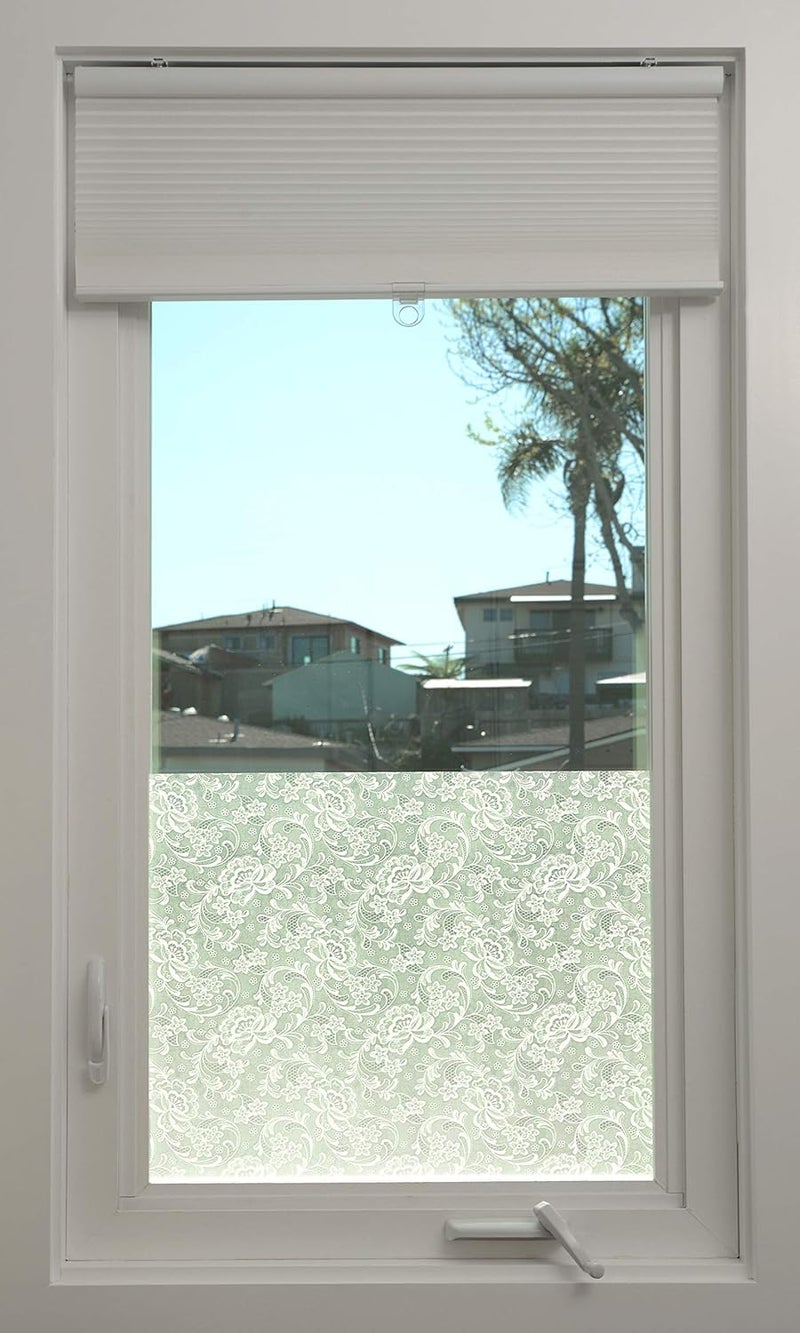 Con-Tact Brand Clear Cover Self-Adhesive Semi-Transparent Shelf Liner and Privacy Film, 18" x 9', Frosted White Lace - Image 4