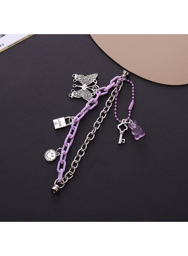 NIBEMINENT Phone Charm/ Chain Strap for Women Girls, Metal Smiley Cell Phone Case Lanyard Wrist Strap