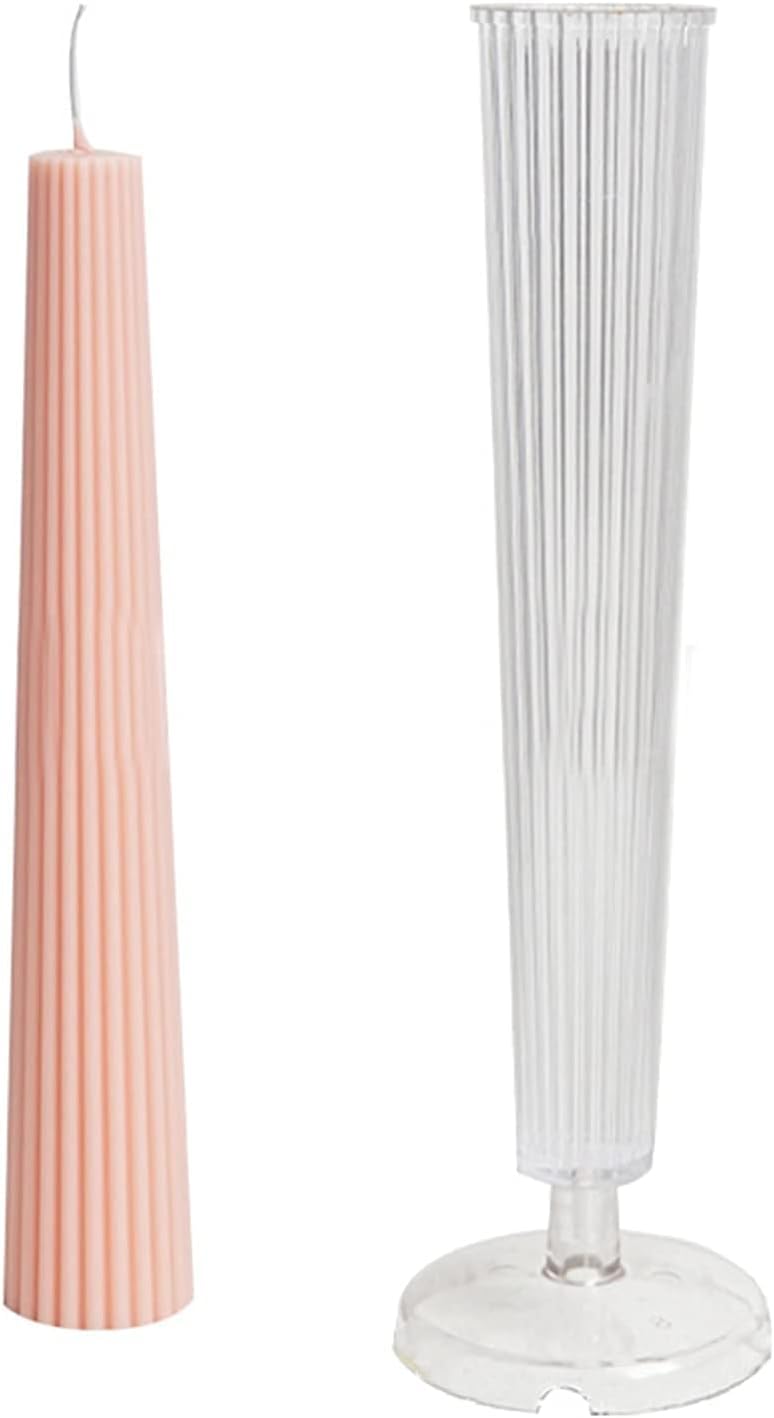 FirstTry Long Pole Candle Mould I Flat Head Striped Pillar Column Cylinder Acrylic Candlestick Wax Mold I for DIY Handmade Ornament Aromatherapy Cake Home Wedding Dinner Party Dcor Art Craft Making