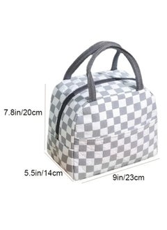 VIO Small Insulated Waterproof Lunch Bag Thermal Reusable Lunch bag For Office Work School College Travel Picnic Small Cooler Tote Bag for Men Women Boys Girls Indoor Outdoor 23 20 14CM  Checkered Blue  - Image 5