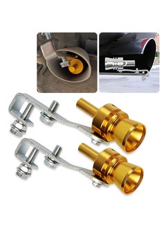 SYOSI Turbo Sound Whistle Simulator, Car Universal Aluminum Tailpipe Whistle Muffler, Car Blow Off Valve Tip Imitation Sound, Exhaust Valve Muffler Sound Booster Accessories 2PCS, Gold  - Image 1