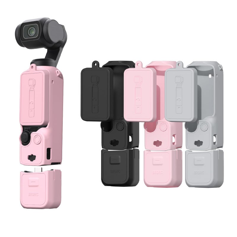 BRDRC Pocket 3 Silicone Cover, Xtra Muse Protective Case Lens Protector Scratch-Resistant Sleeve Skin Compatible with DJI OSMO Pocket 3 / Xtra Muse Accessories(Pink) - Image 1