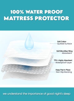 Blueberry Mattress Protector Cover Extra Deep Quilted Bed Topper Pad 140X200+25Cm  - Image 3
