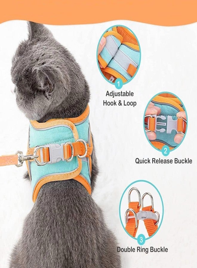Yorten Cat Harness Adjustable Comfortable Faux Suede Vest Harness with reflectors cat Vest for Walking Escape Proof Kitten Soft Sturdy (Medium) - Image 3