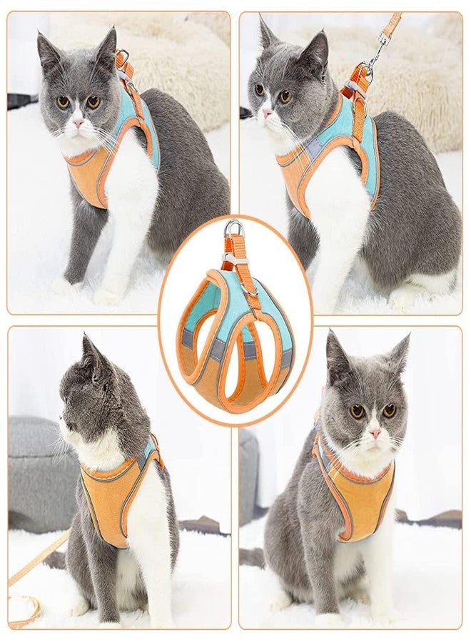 Yorten Cat Harness Adjustable Comfortable Faux Suede Vest Harness with reflectors cat Vest for Walking Escape Proof Kitten Soft Sturdy (Medium) - Image 4