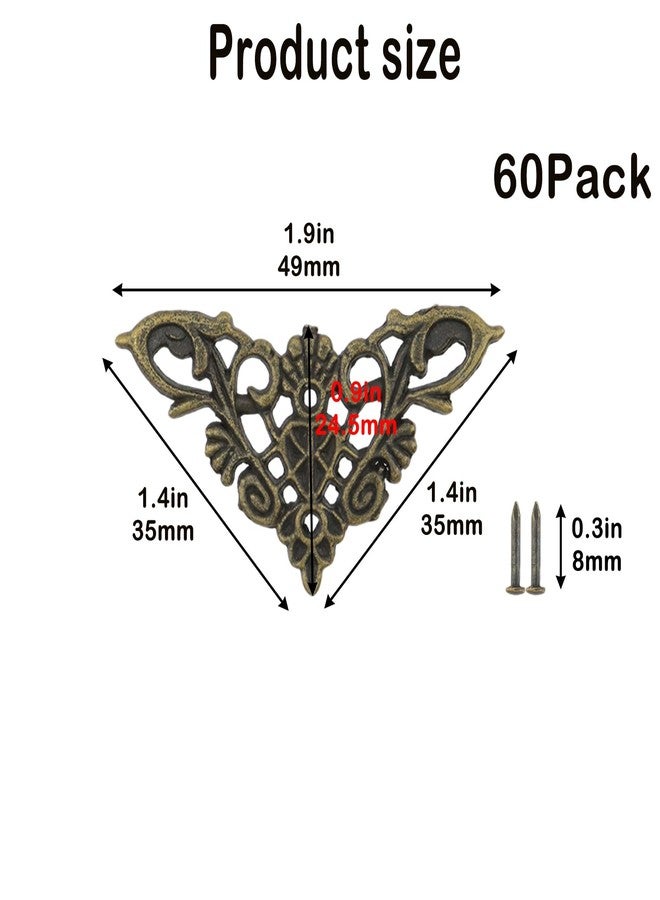 Geesatis 60-Pack Zinc Alloy Furniture Corner Guards - 2.5 inch L-Shaped Corner Protectors for Wall, Table, Countertop with Screws, Bronze - Image 2