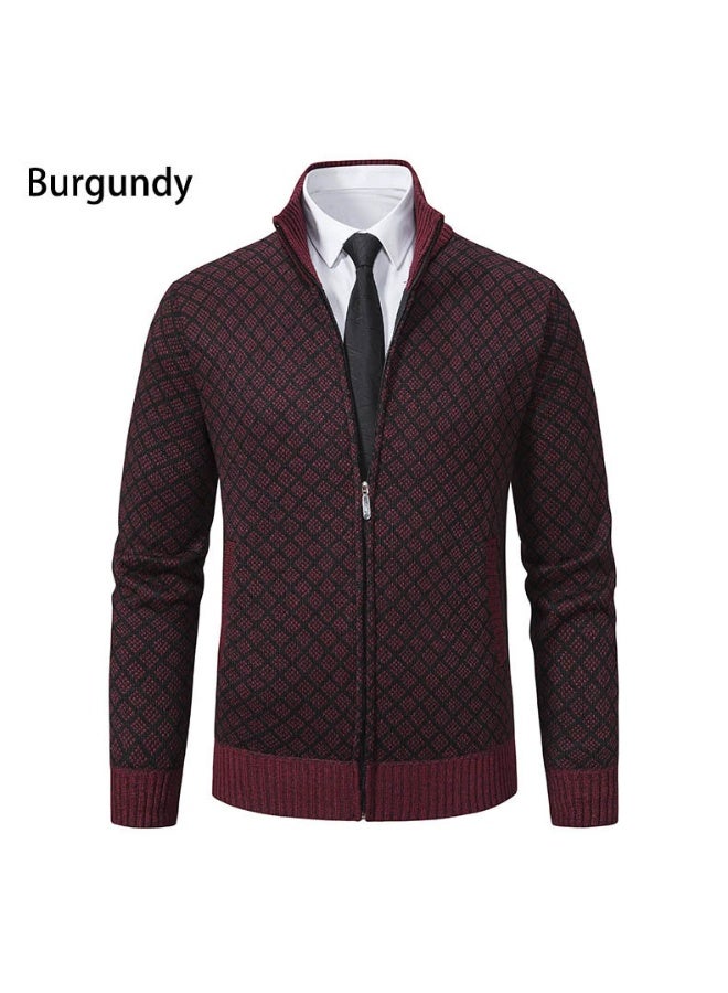general Mens Winter Cardigan Sweatercoats Male Stand Collar Fleece Sweaters Jacket Warm Slim Sweater Jacket for Men - Image 1
