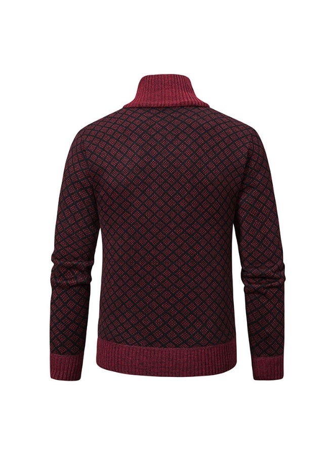 general Mens Winter Cardigan Sweatercoats Male Stand Collar Fleece Sweaters Jacket Warm Slim Sweater Jacket for Men - Image 2