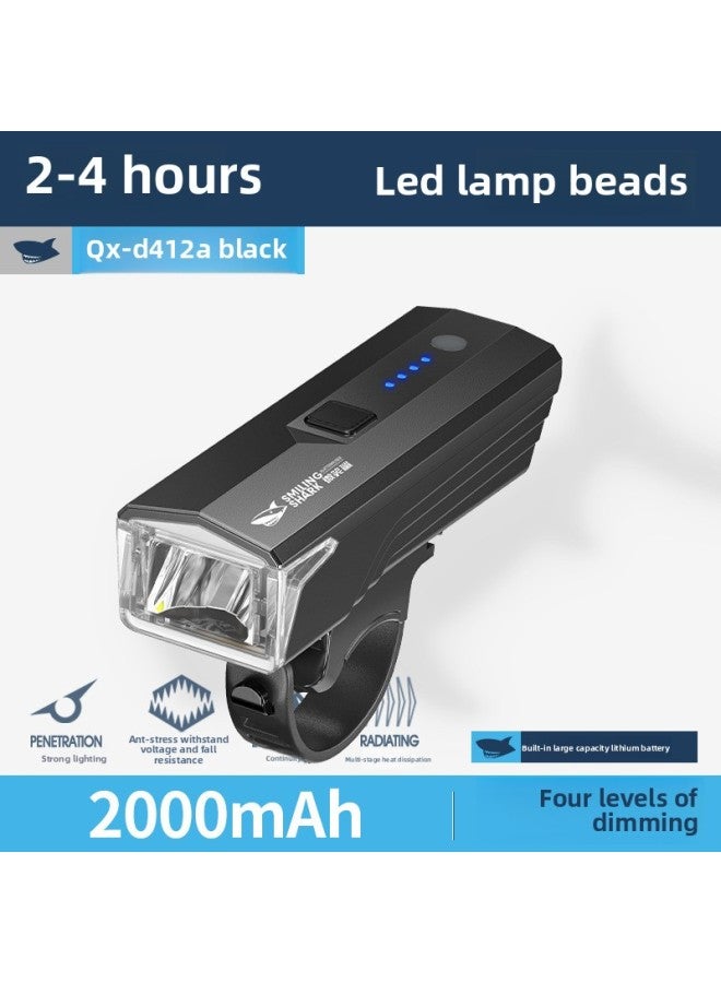 Loquat Smiling Shark Outdoor Children Cycling Car Light Color Mini Easy Installation Night Riding Light Intelligent Light Control Bicycle Light-Color:D412a Children's Outdoor Cycling Light-black - Image 1