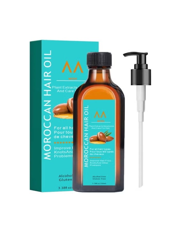 MOSH Treatment Moroccan Hair Oil Original Argan Oil Serum Nourish Frizzy Hair Smooth & Shiny Hair Conditioner For All Hair Types 100ml - Image 1