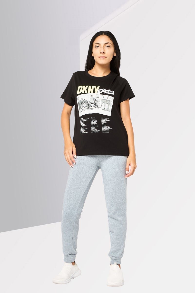 DKNY Women Sportswear Fit Short Sleeve Outdoor T-Shirt, Black - Image 2