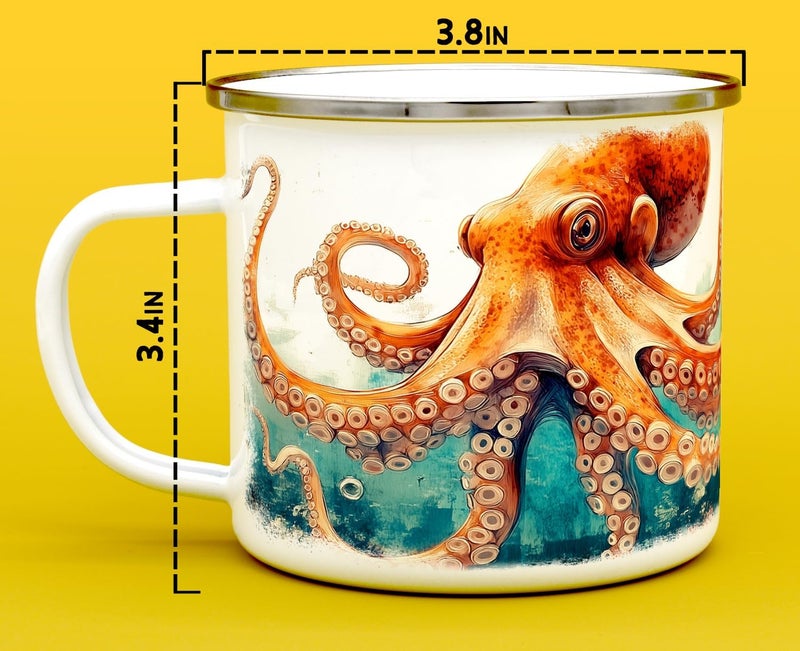 Loftipop Nautical Octopus Enamel Camp Mug Nature Ocean Sea Life Campfire Camping Cup Outdoor Beach Lover Coastal Gifts 16oz - Image 5