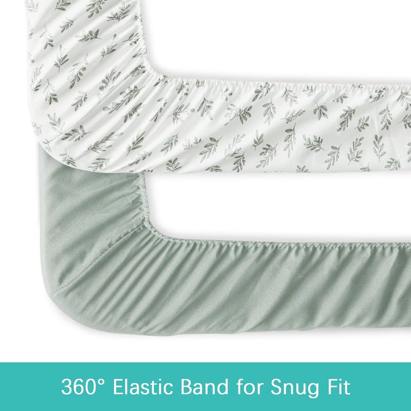 Biloban أوراق سرير الأطفال 4 قطع تناسب سرير Airclub Mika Micky الجانبي Newton Ezebaby Besrey و Bellababy سرير الأطفال فائقة النعومة وصديقة للبشرة باللون الأخضر - Image 3