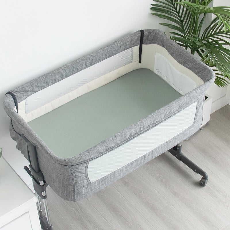 Biloban أوراق سرير الأطفال 4 قطع تناسب سرير Airclub Mika Micky الجانبي Newton Ezebaby Besrey و Bellababy سرير الأطفال فائقة النعومة وصديقة للبشرة باللون الأخضر - Image 5