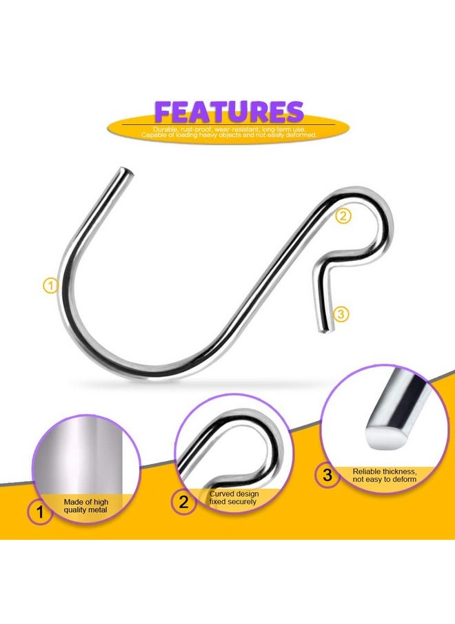 HNYYZL HNYYZL 50Pcs S Hooks, Heavy-duty S Shaped Hook Connectors Corrosion Protection Metal Hangers Hanging Hooks, Fixed Securely and Not Slip Off, Suit for Indoor and Outdoor Hanging(1.3”/3.5cm, Silver)  - Image 3