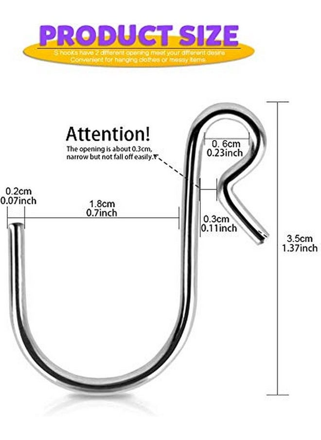 HNYYZL HNYYZL 50Pcs S Hooks, Heavy-duty S Shaped Hook Connectors Corrosion Protection Metal Hangers Hanging Hooks, Fixed Securely and Not Slip Off, Suit for Indoor and Outdoor Hanging(1.3”/3.5cm, Silver)  - Image 2