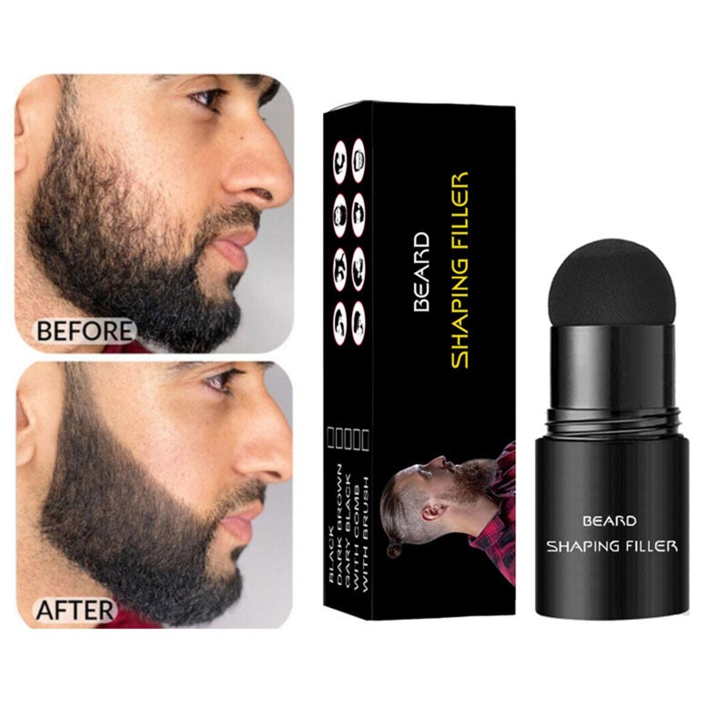 Beard Styling Brush: Dark Brown, Waterproof Sweatproof, Natural Non-Rub-Off, Easy Safe To Use - Soft Sponge Tip, Portable Size for Men Beard Grooming & Maintenance - Image 4