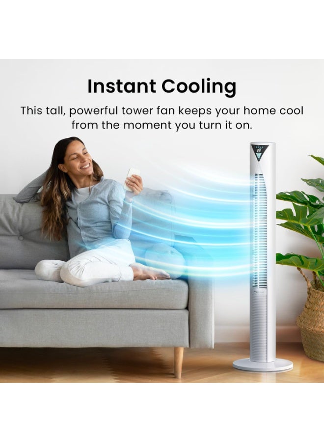 Pro Breeze 20dB Silent Tower Fan with Remote Control, Powerful 45W Energy Fan, 4 Modes, 12H Timer, 46" Large Bladeless Tower Fan, Advanced Sleep Mode, Front Display, 70° Oscillation  - Image 2