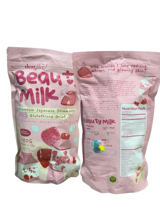 dear face Beauty Milk Japanese Collagen MELON & STRAWBERRY Drink  - Image 4